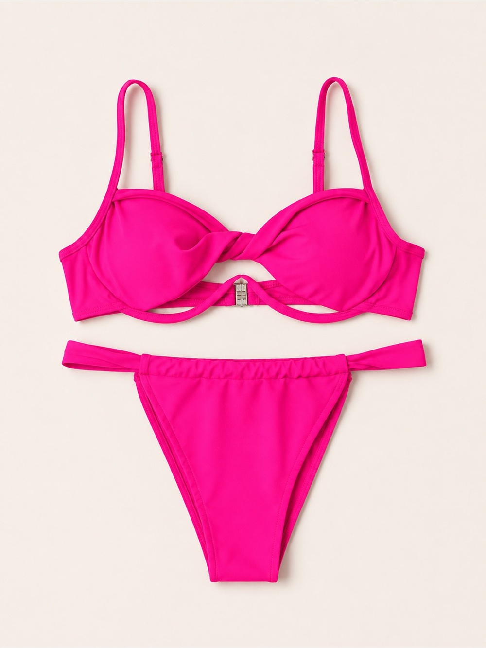 Pink Underwire Thong Bikini Set - Picture 2 of 7